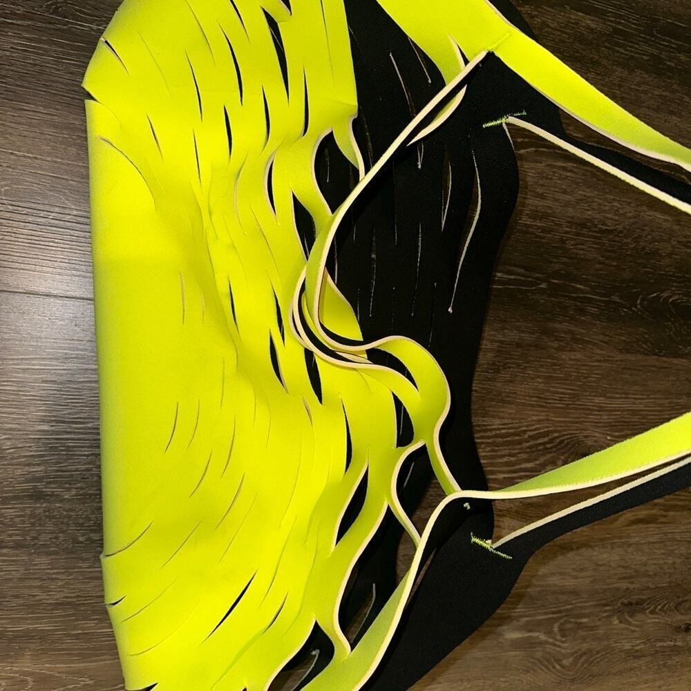 Pulp Riot Reversible Neon Lime Green Black hair care Expandable Tote‎ Bag beach